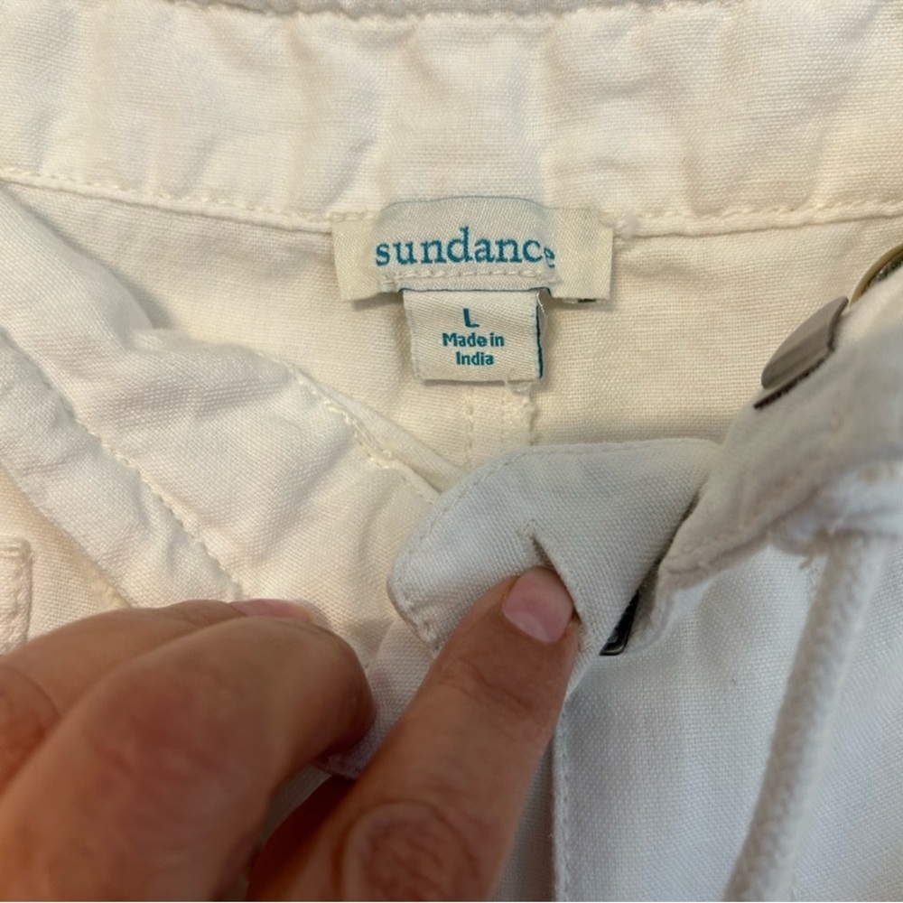 Sundance White Zinovia Lightweight Linen Cotton Pockets Drawstring Size Large - Picture 5 of 6